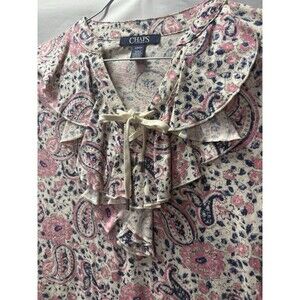 Chaps Ralph Lauren  Blouse Paisley  Boho Vintage Peasant Top S/P